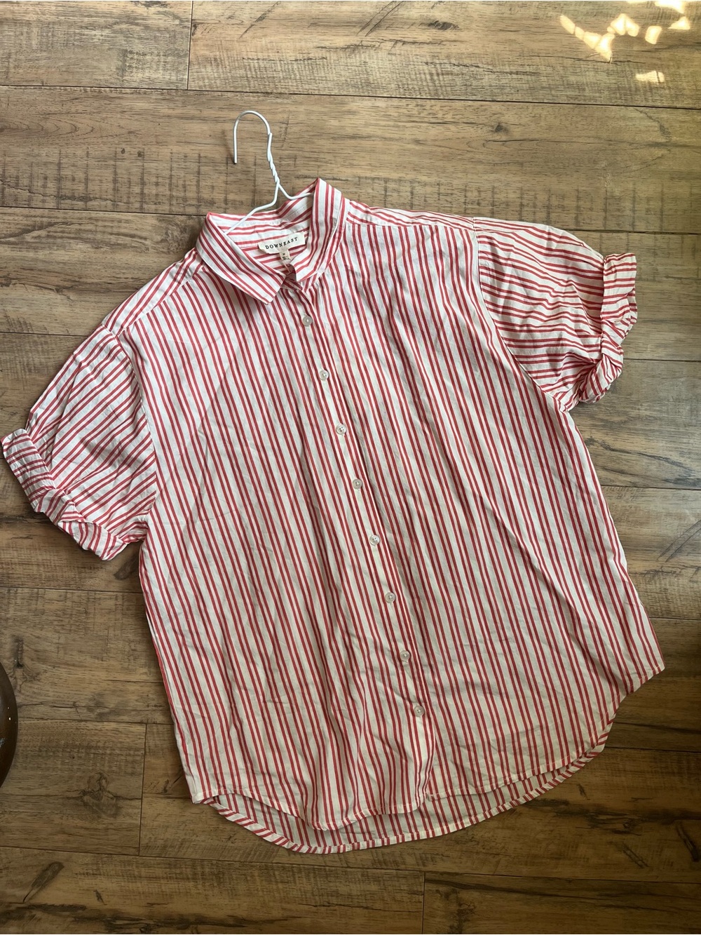NWT The Main Street Exchange Red Striped Button Down Shirt